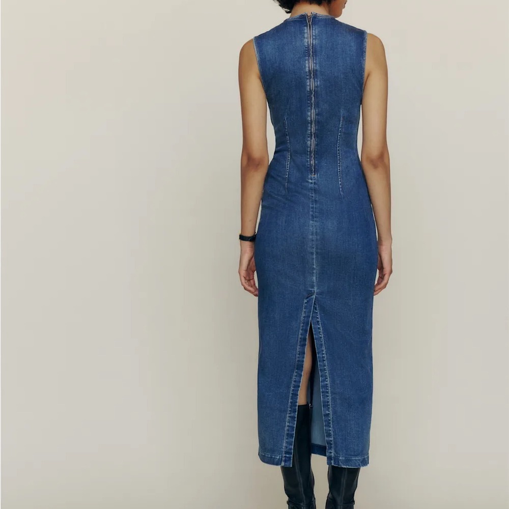 Reformation Kendi Sleeveless Denim Midi Dress NWT brand new - Picture 2 of 15